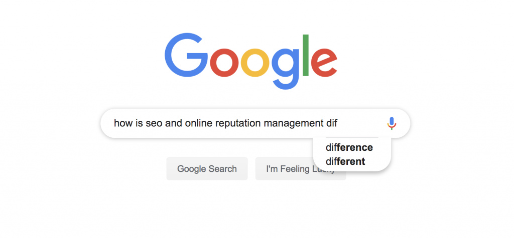 SEO vs ORM Google search