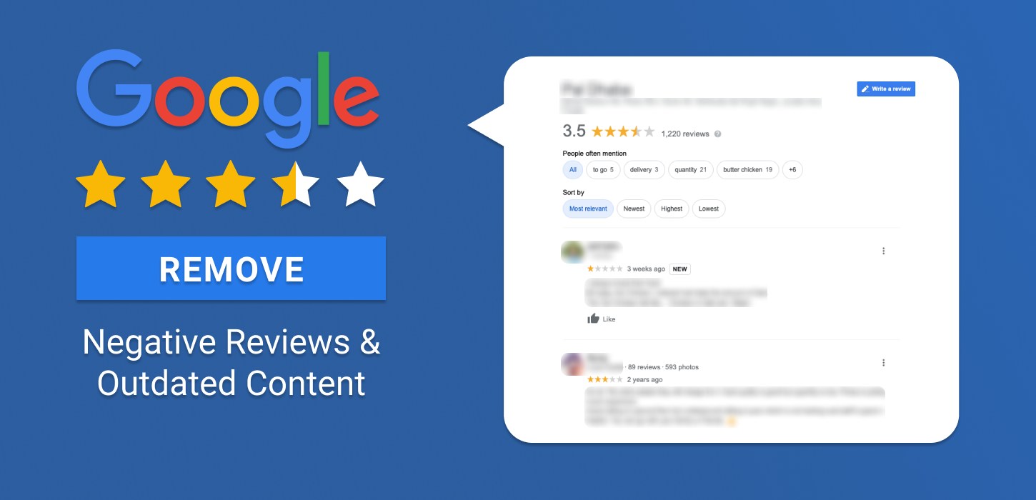 Remove negative reviews and outdated content