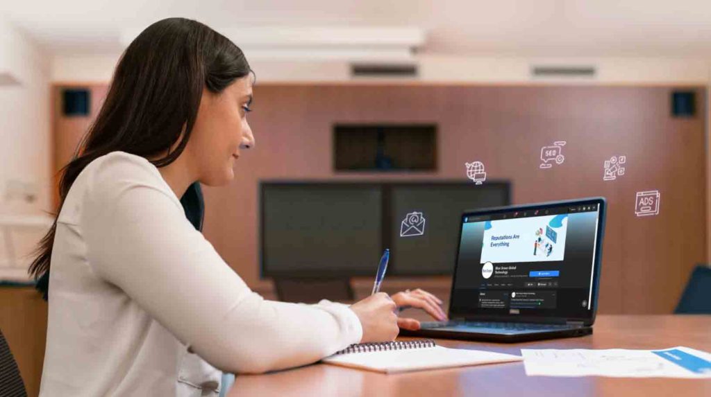 A girl working on her laptop