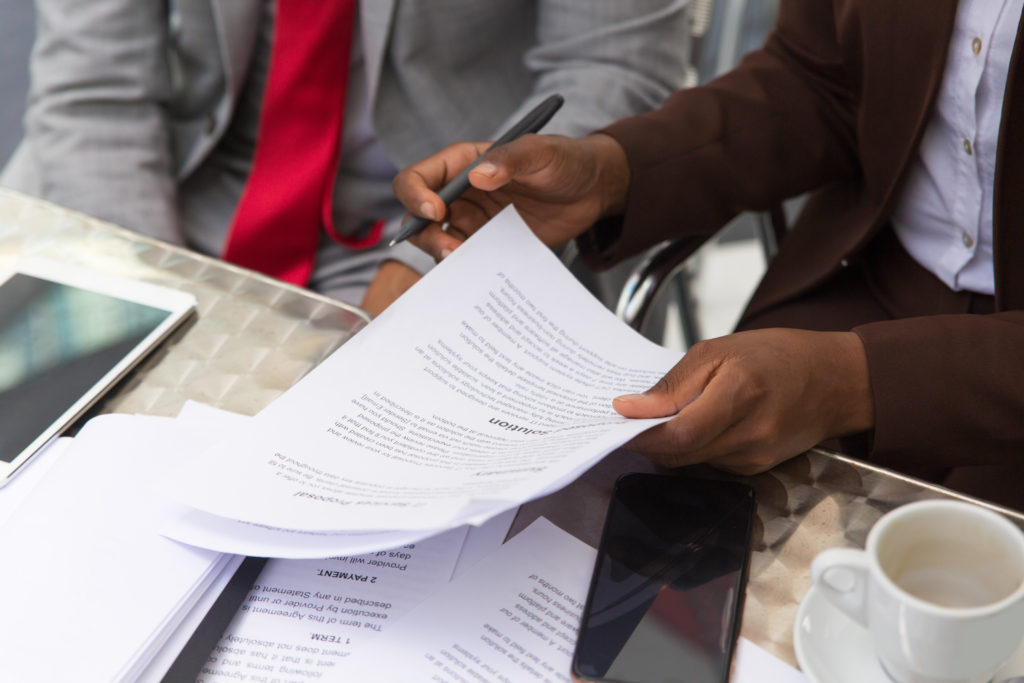 businessman consulting legal expert