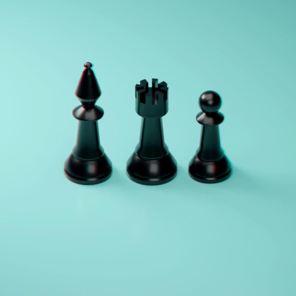 group of black chess sitting