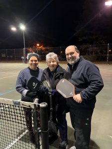 David-is-an-accomplished-Pickleball-Player-shown-here-with-mother-Laure-and-sister-Linda